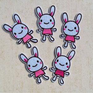 5 x Bunny Iron on Patches Bunny Patches Easter Patches